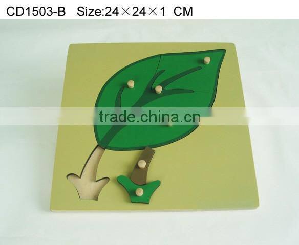 hot selling Wooden learning educational mould leaf puzzle