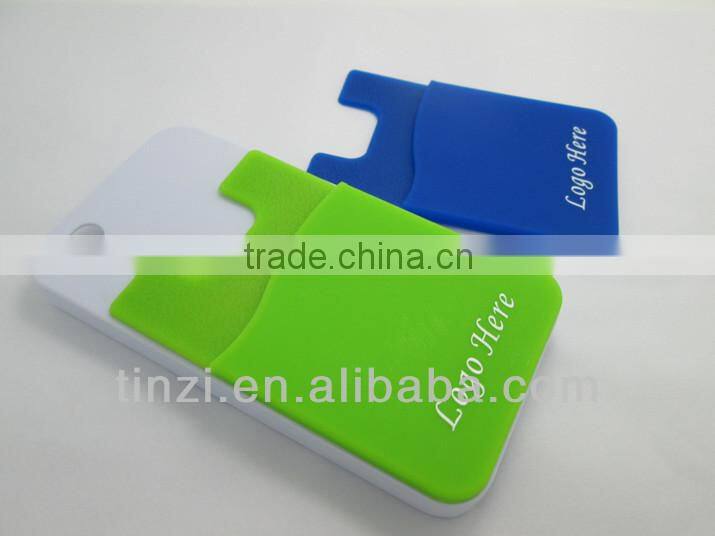 custom silicone smart card wallet 3m sticky cell phone card holder