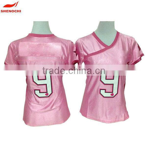 Crew neck white 100% polyester wholesale custom women football jerseys