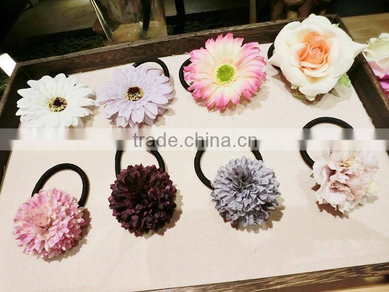 Artificial Flower Hair Rope,Rose Flower Elastic Hair Band,Hawaii Boho Flower Hair Tie