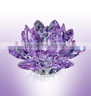 Meticulously carved Colorful home decoration crystal lotus