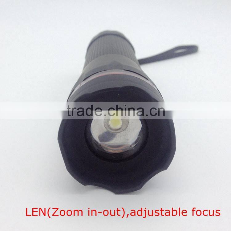 1W powerful led with 2D batteries Zoom flashlight with color ring