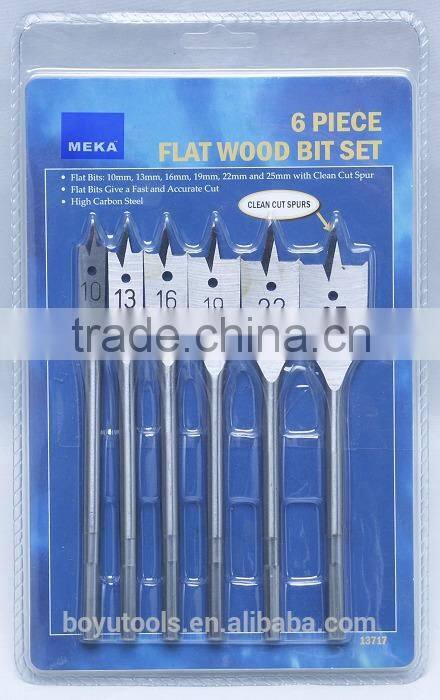 Hexagon shank round flute wood flat drill bit