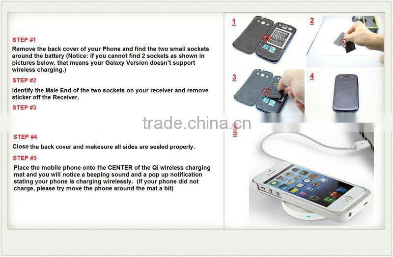Qi Wireless Charger Charging PAD for Nokia Lumia 920, LG Nexus 5/4/7, Galaxy S3/S4, Note 3/Note2 with receiver.