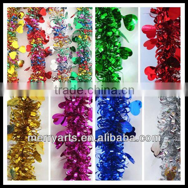 christmas wired tinsel garland shiny colored christmas decoration tinsel