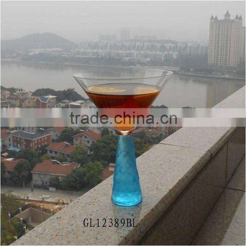 handmade blue color heavy stem design cocktail glasses