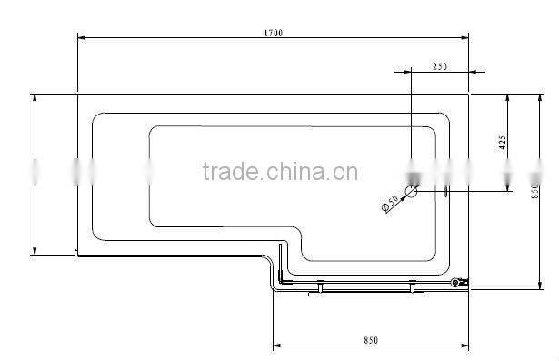 P shape acrylic bathtub,baby bathtub,square acrylic bathtub