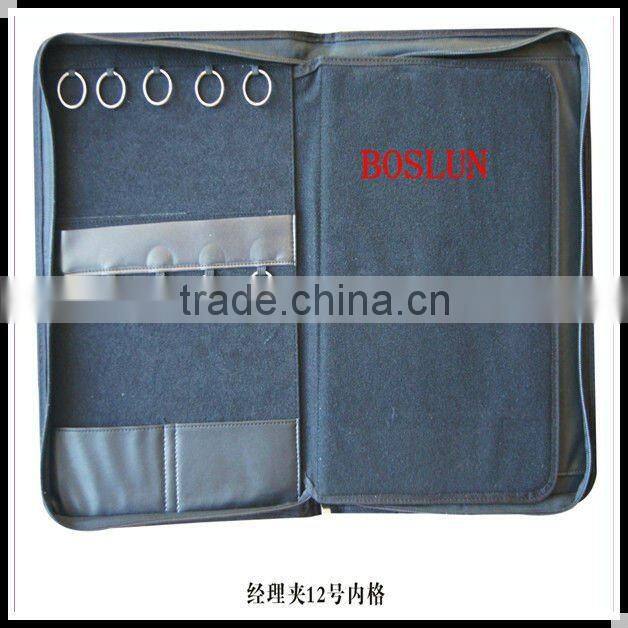 Zipper multifunction pu leather caculator business manager portfolio folder