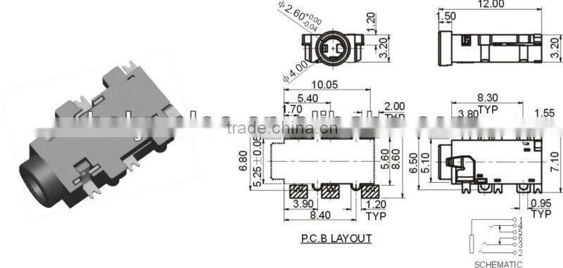 2.5mm waterproof phone jack