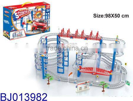 Hot new high speed electric plastic rail car toy slot car set toy