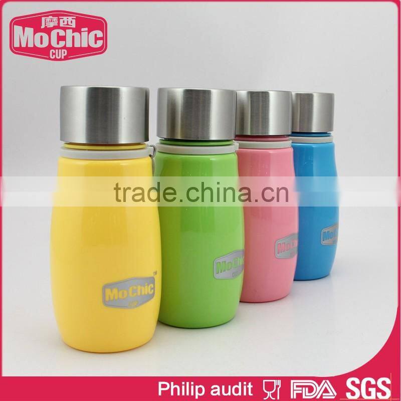 360ML/500ML Mochic Outdoor portable Stylish & Smart Clear glass water bottle with silicone sleeve