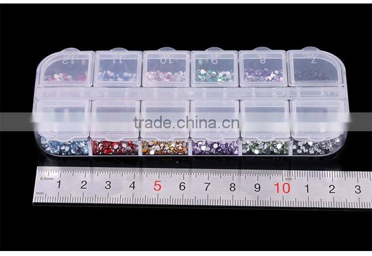 12 colors in 1box packing flat base resin nail rhinestone