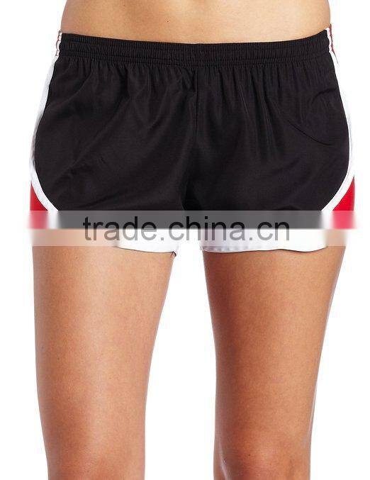 womens 100% polyester gym shorts with trimming