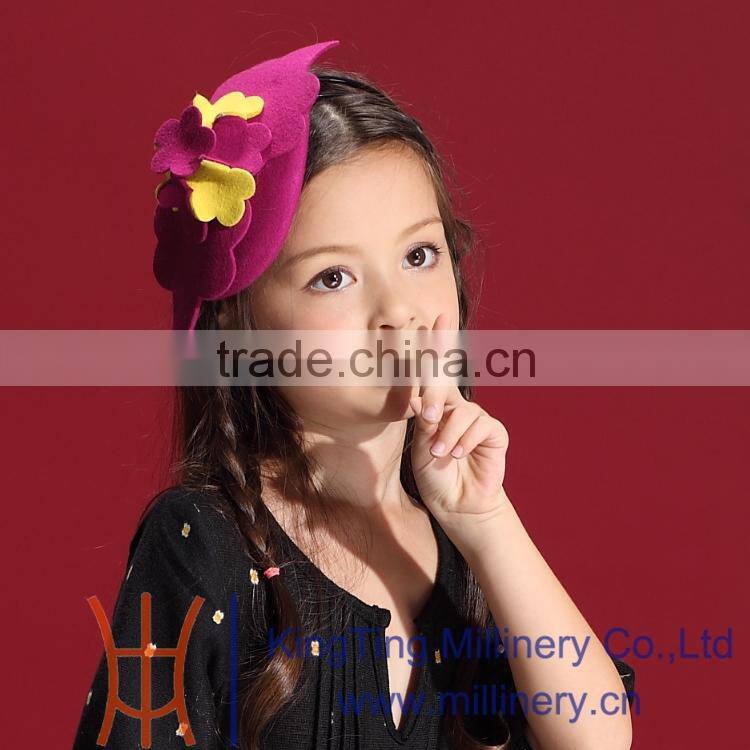 Wholesale Girls Fashion Wool Fascinators/Headpieces Red/Yellow Decorative Hat
