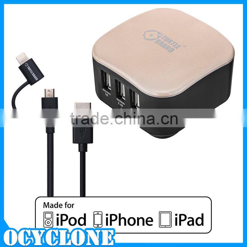 For IOS Smart Phone 3 Port USB Charger Turtle Brand White