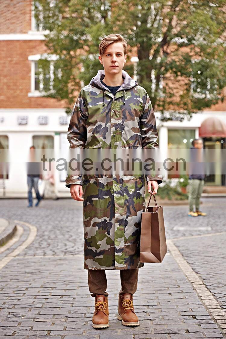 Adult military camouflage long raincoat poncho raincoat sale