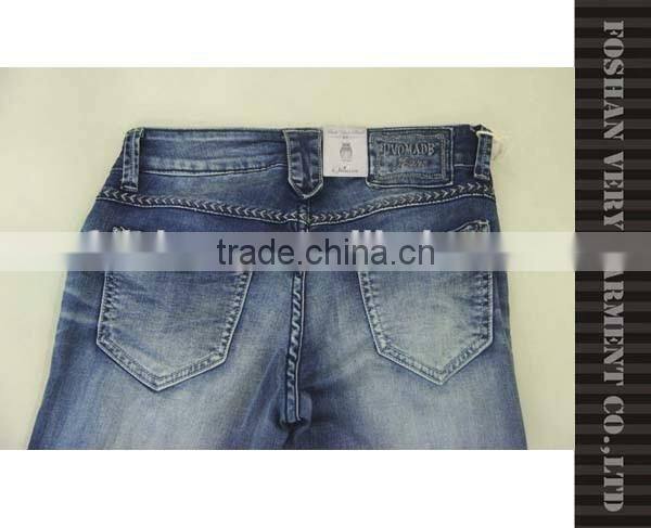 New beaded decoration jeans pent with heavy monkey wash