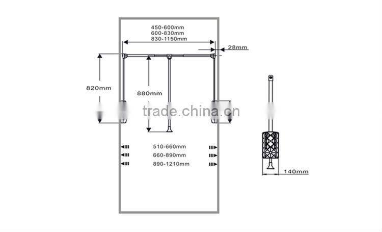 Aluminum wardrobe hanging rail