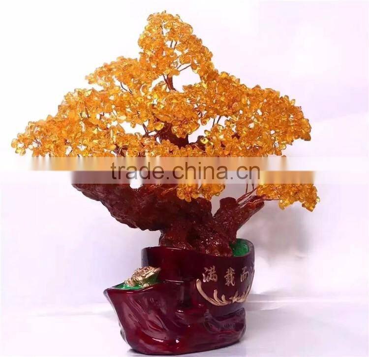 Natural Citrine Crystal Tree China Feng Shui Ornaments