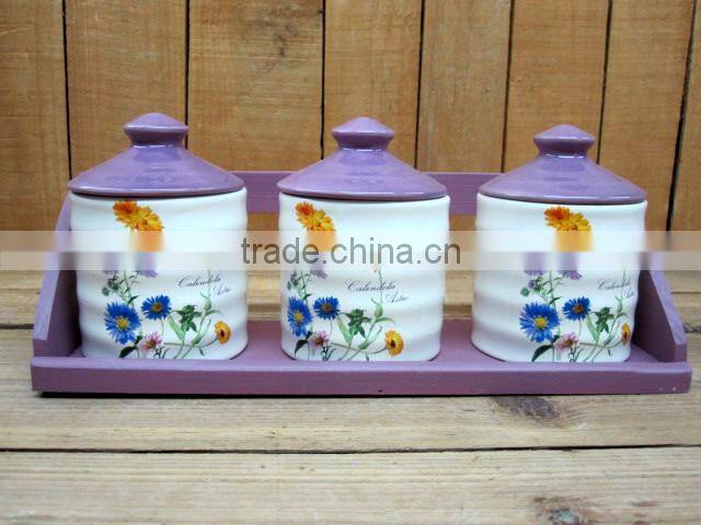 New cheap decal ceramic kitchen untensil holder with tools