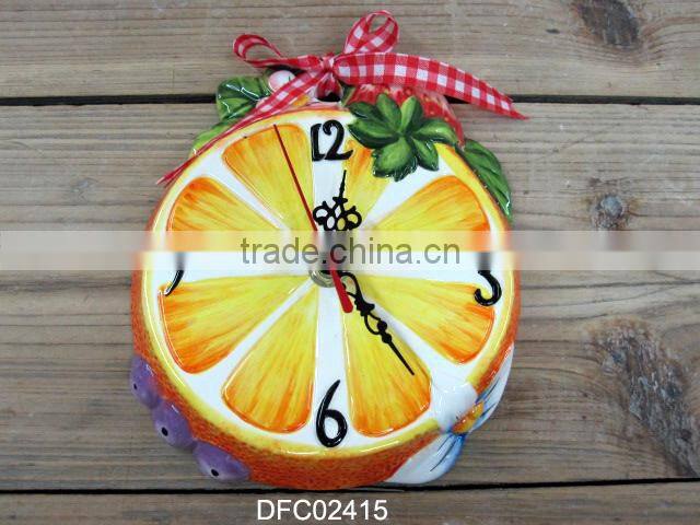 Cute ceramic emboss clock decorative hang wall clock