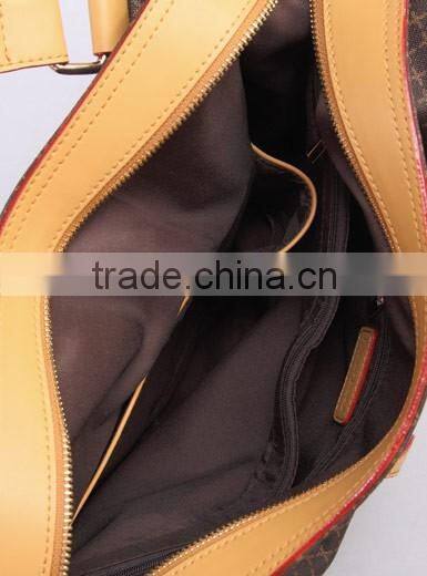 PVC triped material top zip satchel tote bag luxuries detail handbag