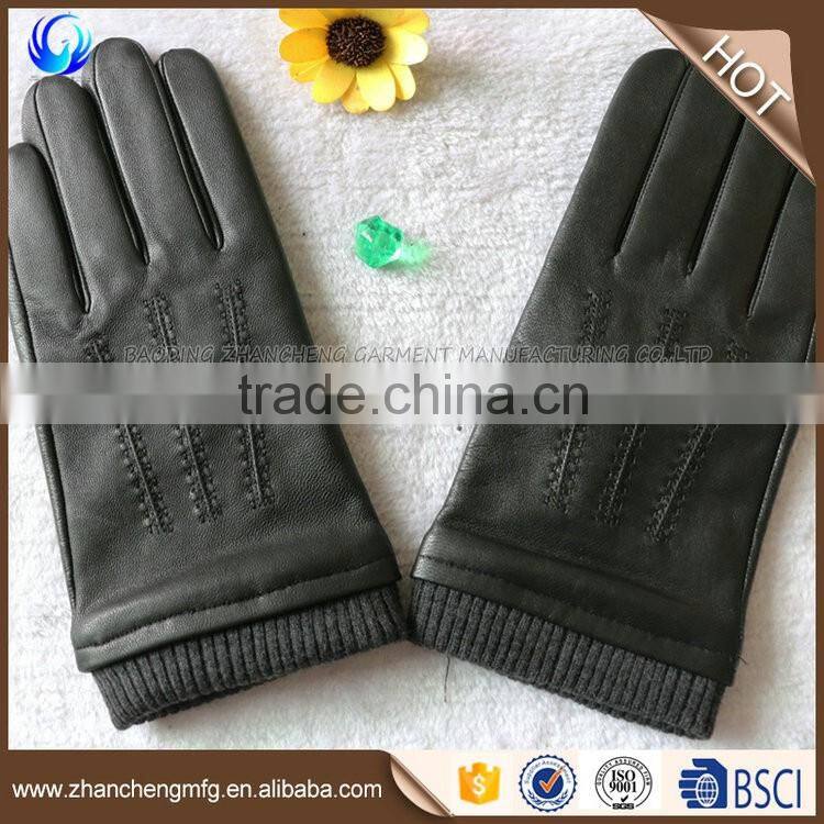 New fashion mens goatskin leather gloves winter leather glove made in China