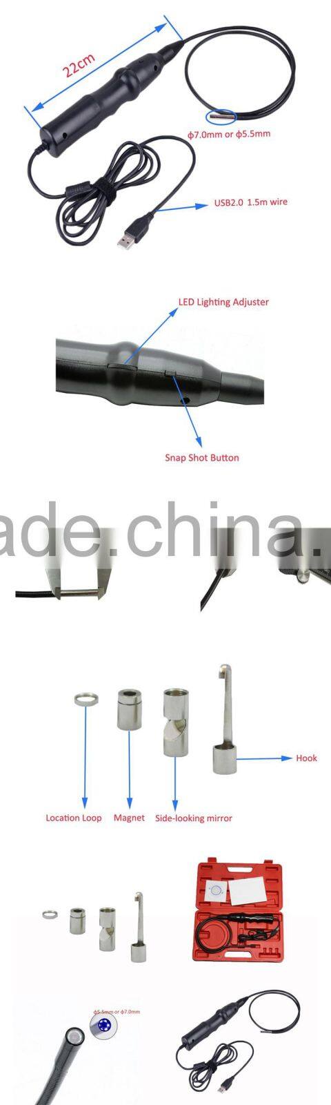 Waterproof Diameter 5.5mm Pipe Inspection Camera USB Borescope