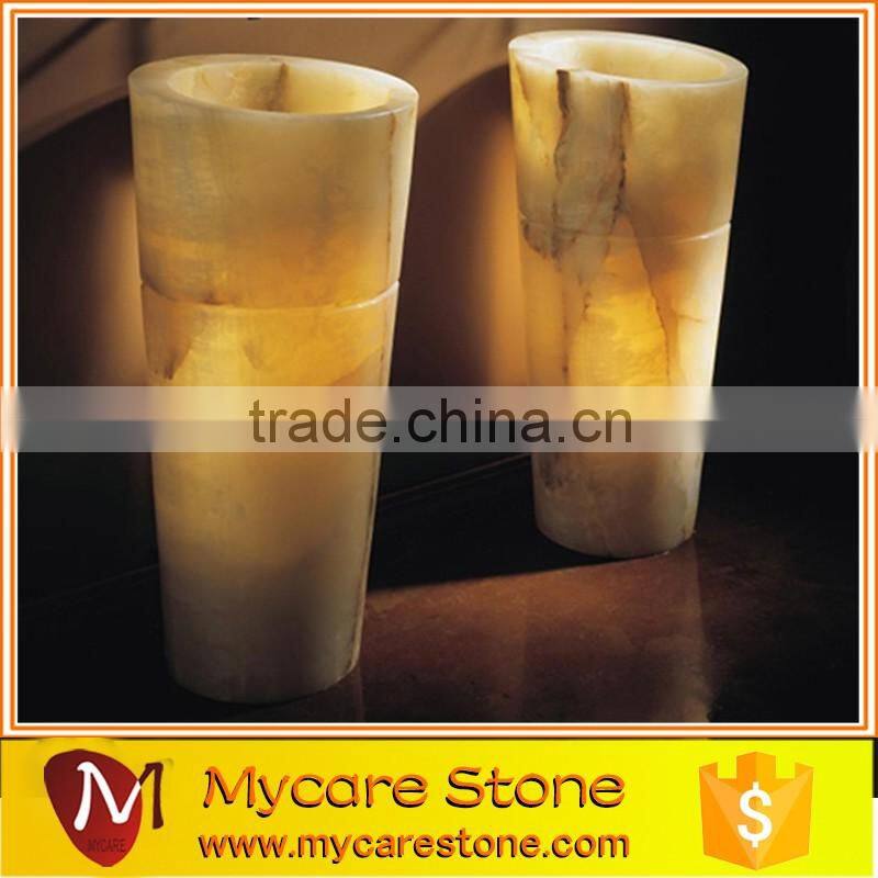 Dark Emperador Marble bathroom Pedestal Sink