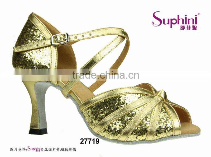 Sequin Ladies Shoes , Women Wide Ballroom Dance Shoes