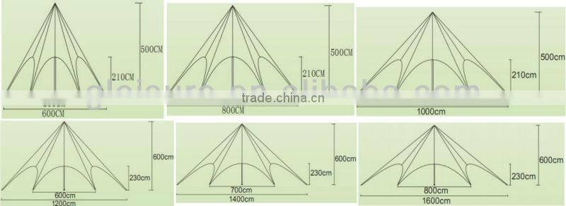 Dia. 12mx H 6m star shaped tent, star marquee, star shade
