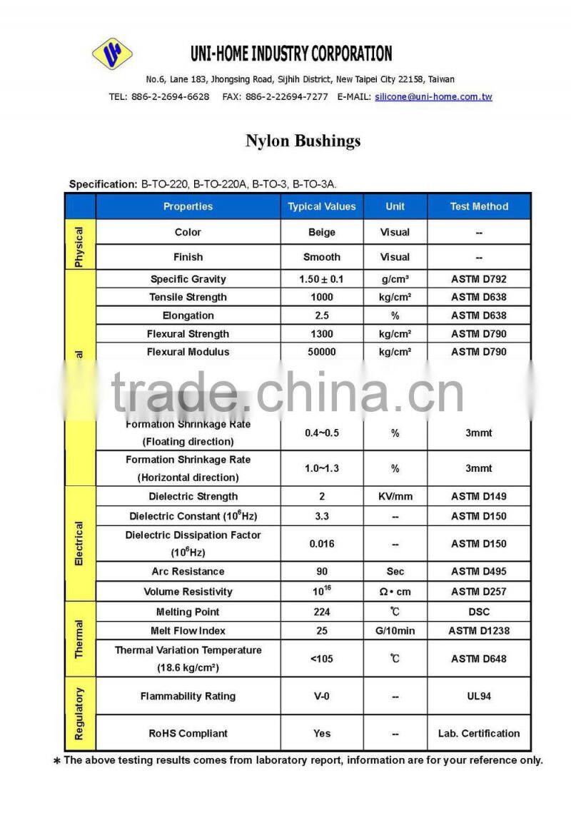 Nylon bushings Insulation washer thermal insulator plastic bushing RoHS complied