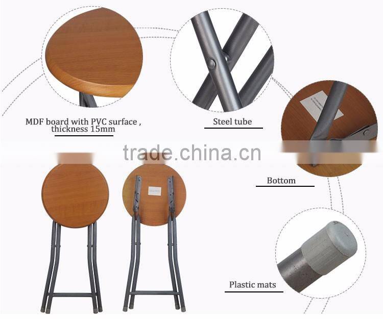 Folding stool with wood material with pvc surface