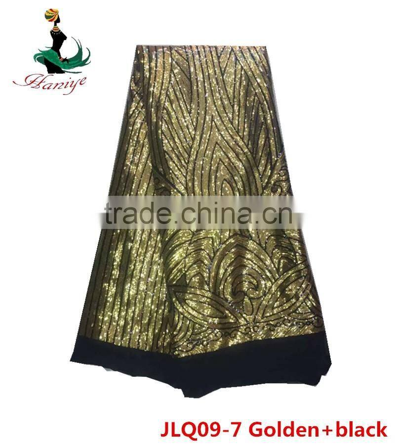 Haniye 2016 Best Price Embroidery French lace / Hot Selling Tulle Lace sequins Fabric /JLQ09-8