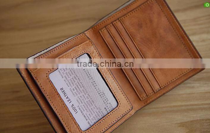 Genuine Wax Cowhide Leather Men's wallet OEM