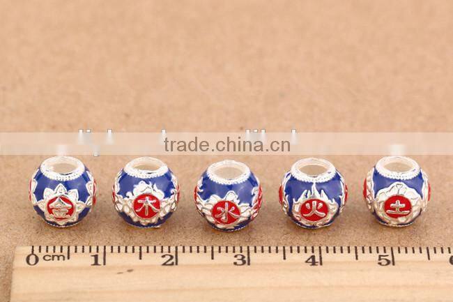 10mm round big hole 925 Thai silver enamel beads