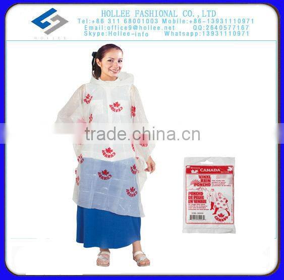 pe disaposable canada rain poncho