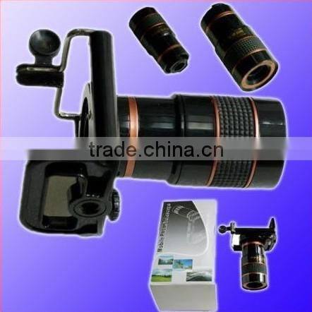 Optical 8X zoom lens for mobile phone iphone 4 4s bar phone with universal tripod