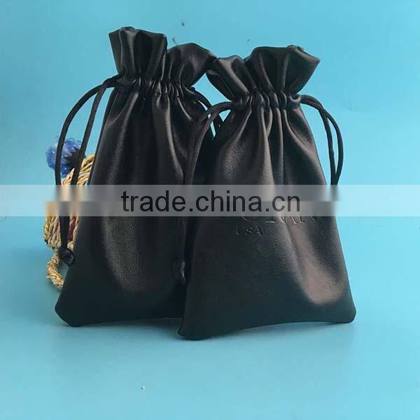 custom wholesale drawstring pu leather bag with logo printing