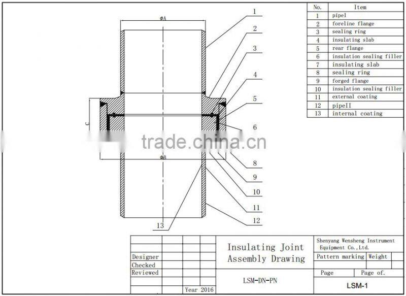 long full-insulating middle joint flexible pipeline insulating joints