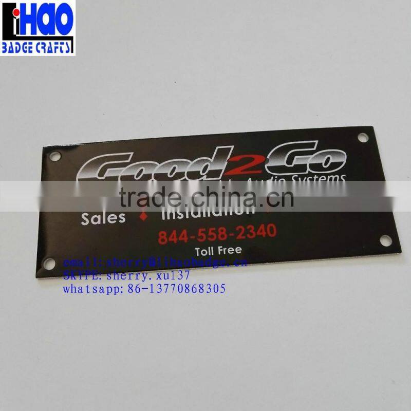 Logo gradient color printing aluminum metal logo label, metal nameplate for furniture