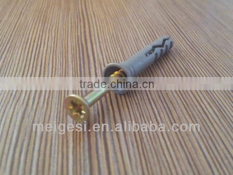 Flat head nylon screw nail with plug
