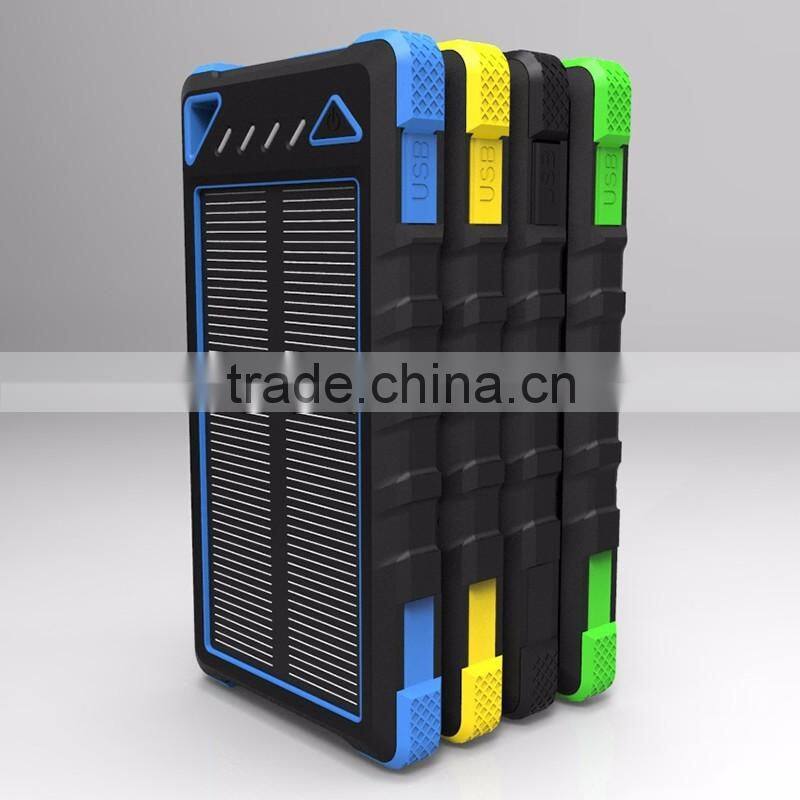 Hot waterproof 8000mah portable solar power charger for samsung mobile phone
