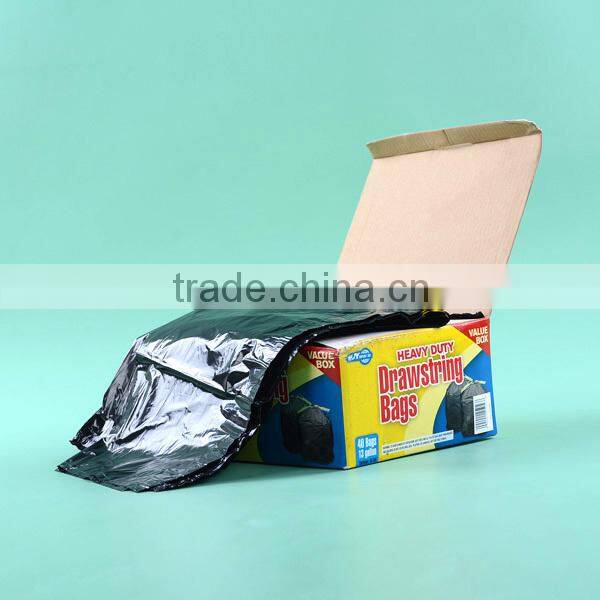 HDPE drawstring black plastic trash bag garbage bag