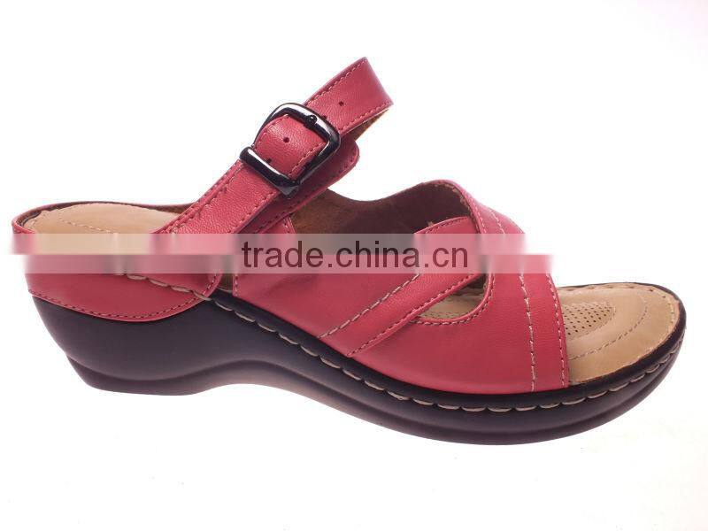 PU ladies shoes comfortable sole slipper with metal buckle decoration