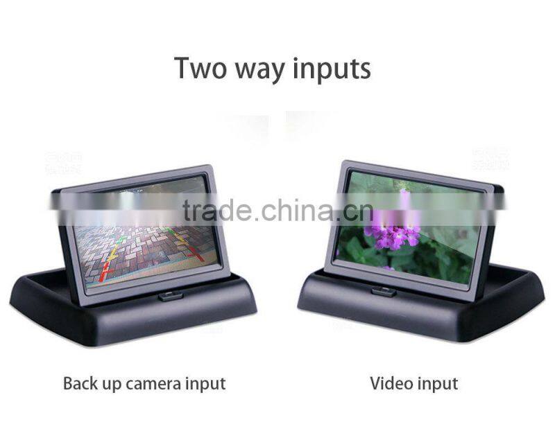 4.3 inch lcd high resolution rear view car monitor with 2 video inputs