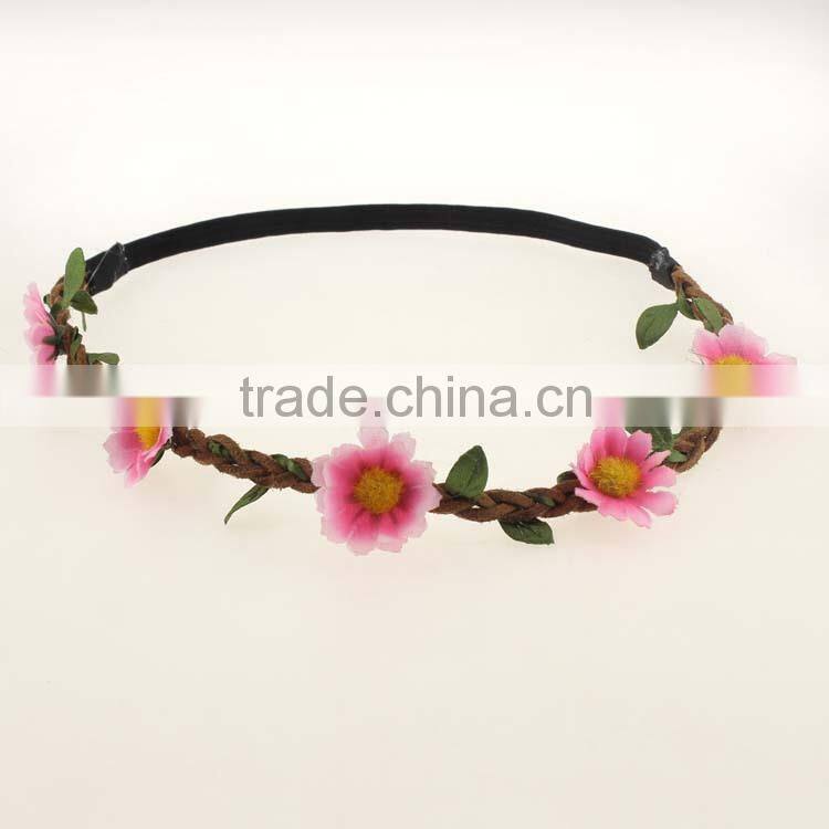Yiwu factory manufacturer floral elastic hairband ,cute girl/lady/woman elastic headband