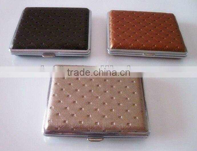 Punctate metal cigarette case. PU leather cigarette case.