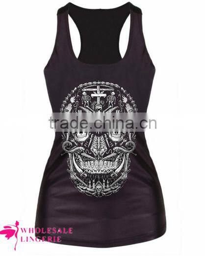 Black Scary Ladies Skull Snake 3D Printed Tank Top BX121 tank top women
