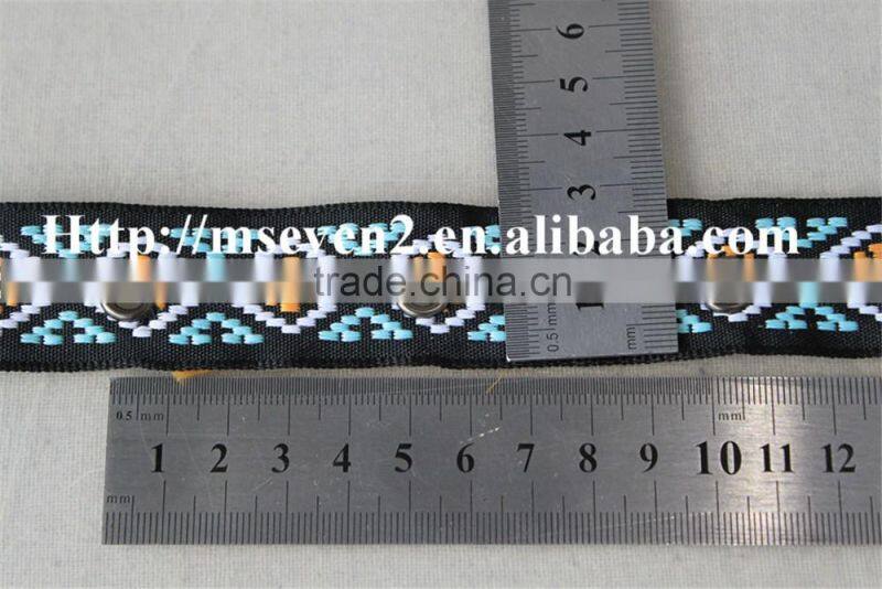 good looking multicolor embroidery diamond pattern metal eyelet ribbon for sale